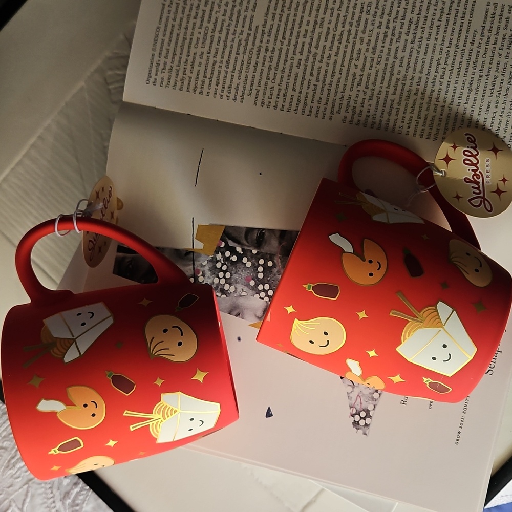 Red Mug with Cute Food Illustrations
